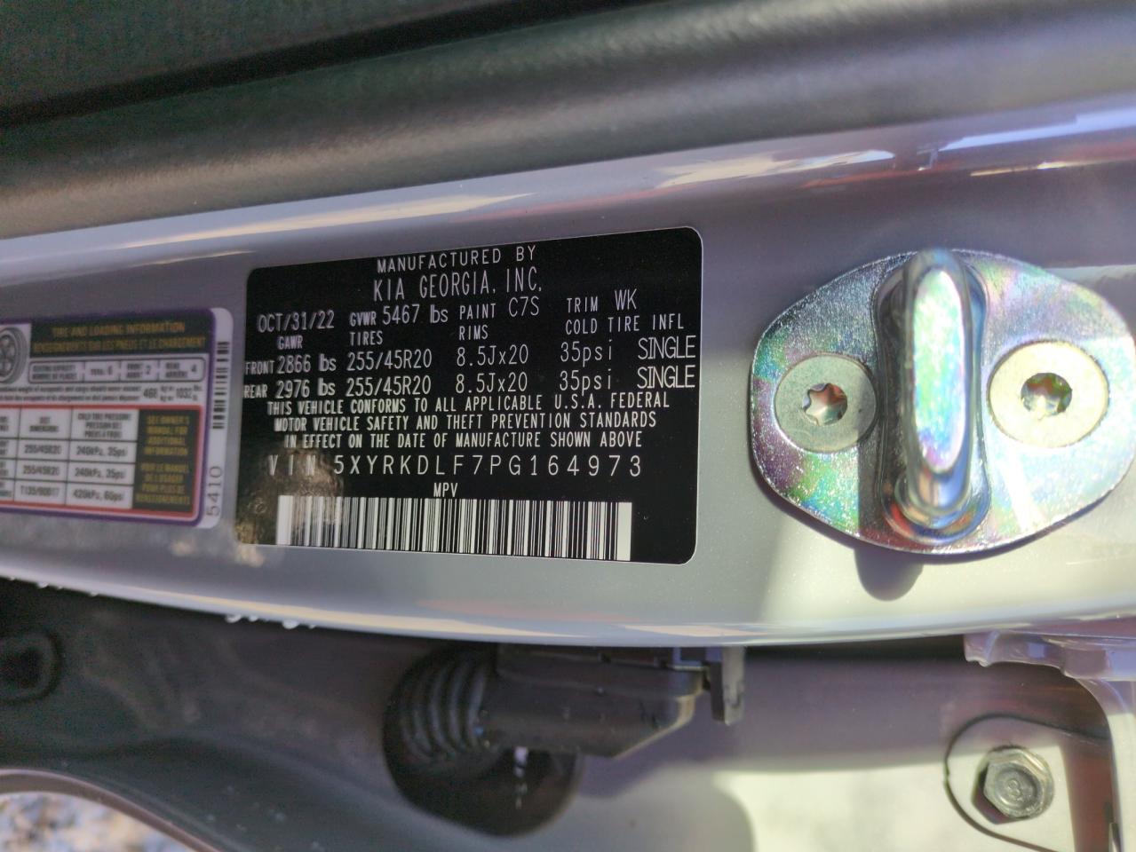 2023 KIA SORENTO SX VIN:5XYRKDLF7PG164973