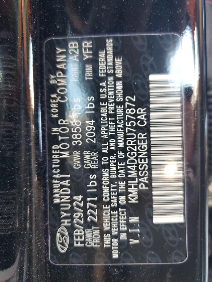 2024 HYUNDAI ELANTRA SEL VIN:KMHLM4DG2RU757872
