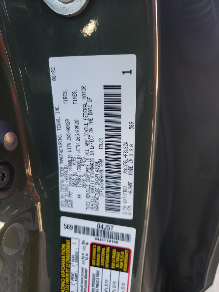 2022 TOYOTA TUNDRA CREWMAX SR VIN:5TFLA5AB9NX017000