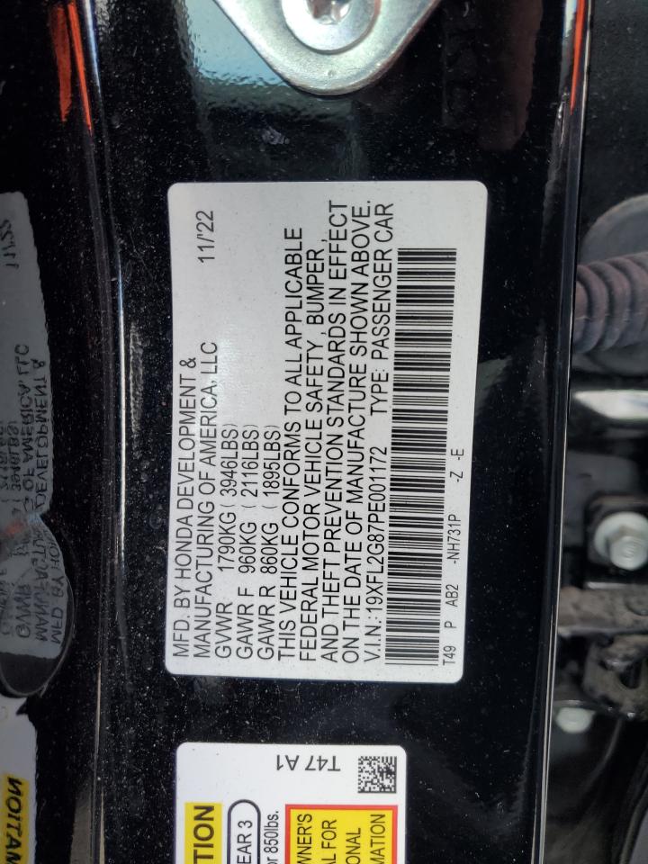 2023 HONDA CIVIC SPORT VIN:19XFL2G87PE001172