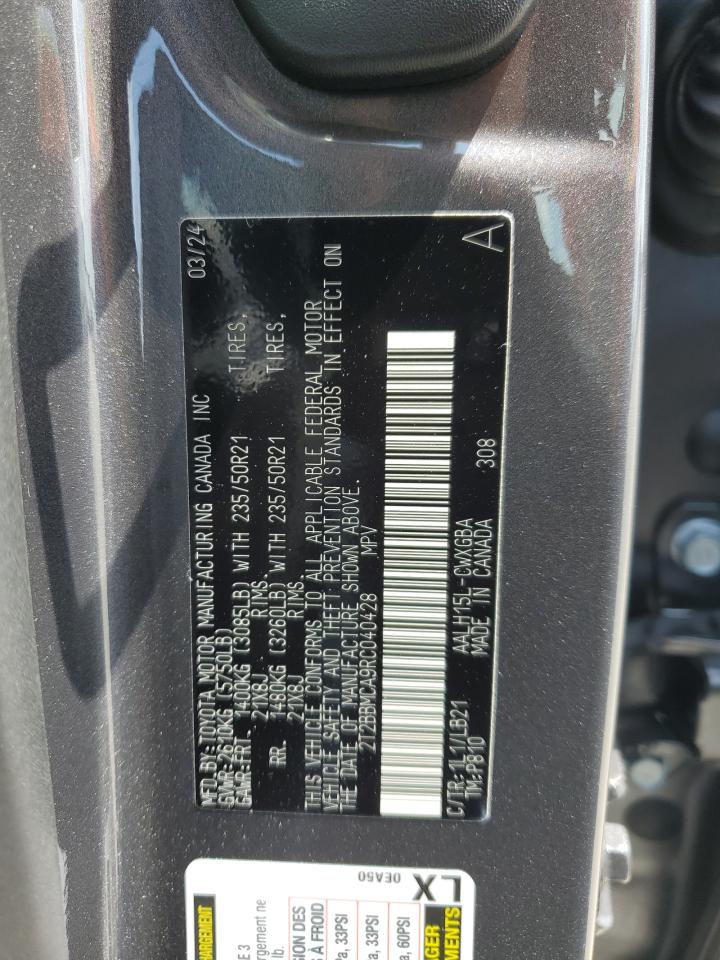 2024 LEXUS RX 350H BASE VIN:2T2BBMCA9RC040428