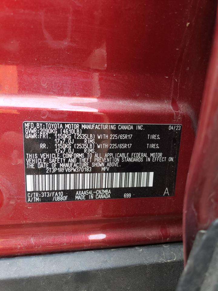 2023 TOYOTA RAV4 XLE VIN:2T3P1RFV6PW370183