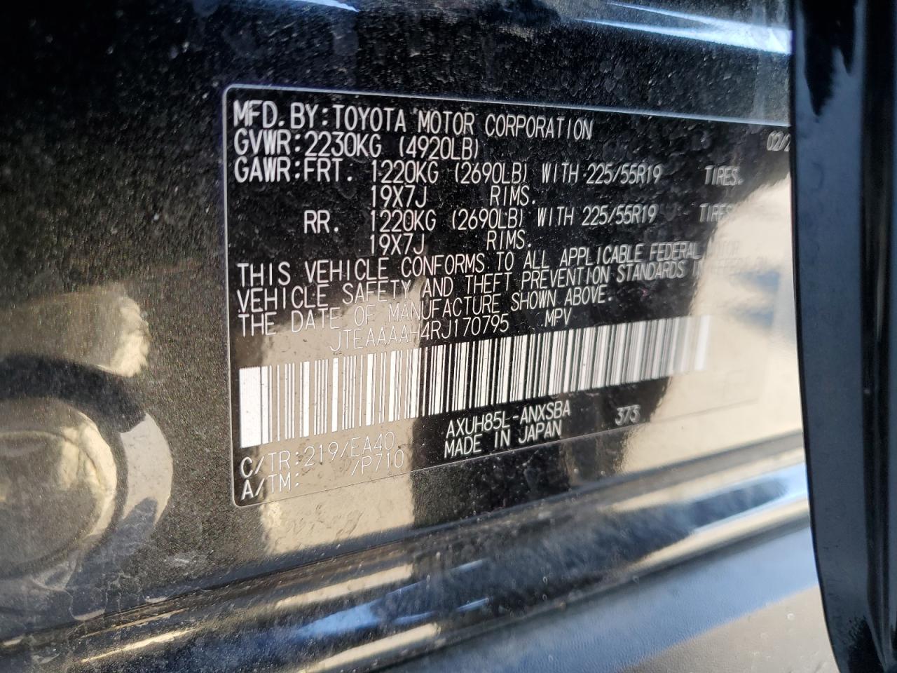 2024 TOYOTA VENZA LE VIN:JTEAAAAH4RJ170795