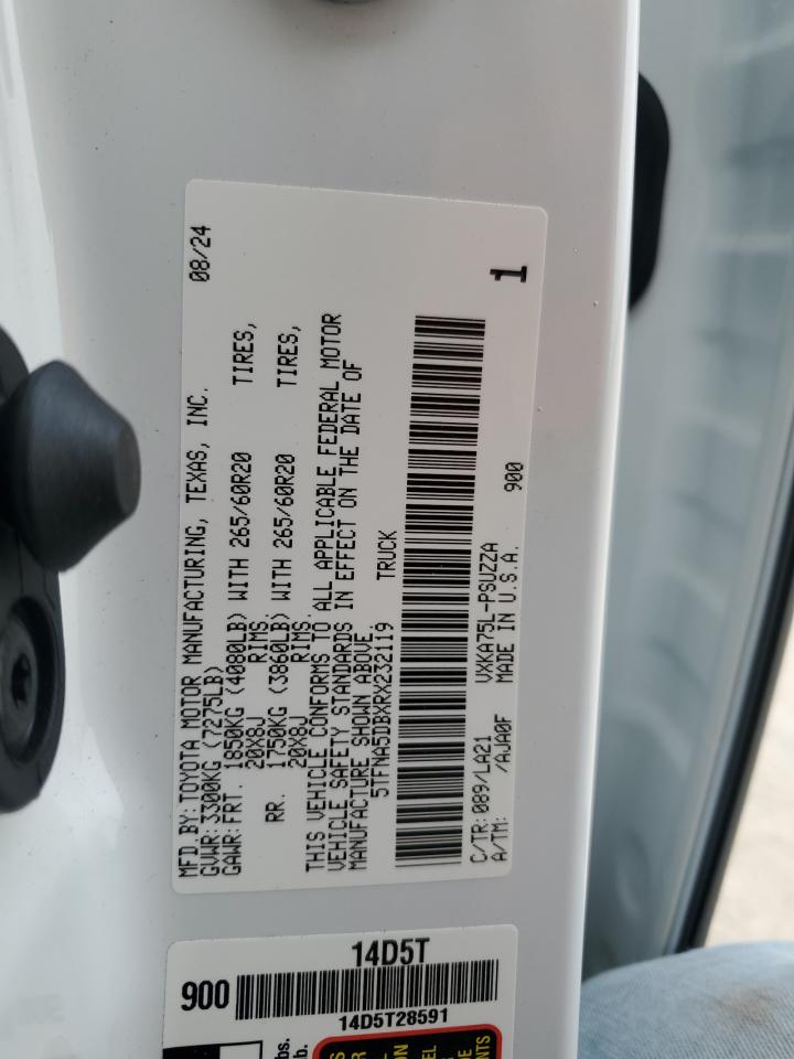 2024 TOYOTA TUNDRA CREWMAX PLATINUM VIN:5TFNA5DBXRX232119