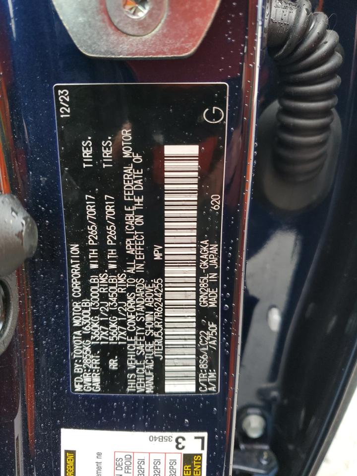 2024 TOYOTA 4RUNNER SR5 PREMIUM VIN:JTERU5JR7R6244255