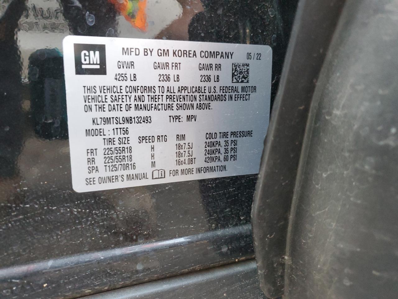 2022 CHEVROLET TRAILBLAZER RS VIN:KL79MTSL9NB132493