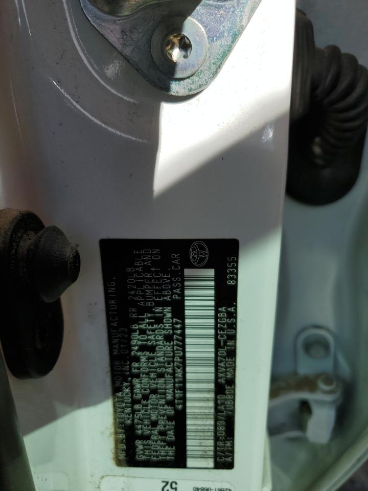 2023 TOYOTA CAMRY XLE VIN:4T1F11AK7PU777447