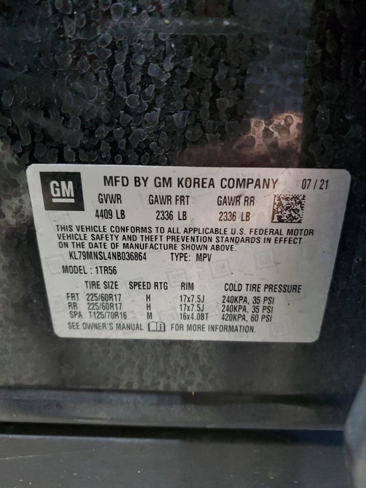 2022 CHEVROLET TRAILBLAZER LS VIN:KL79MNSL4NB036864