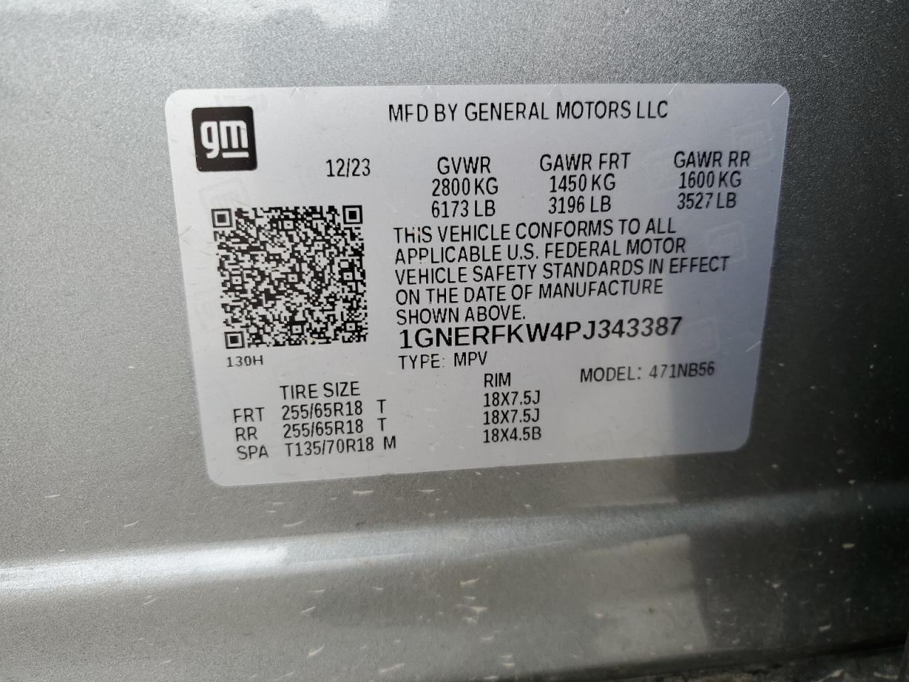2023 CHEVROLET TRAVERSE LS VIN:1GNERFKW4PJ343387