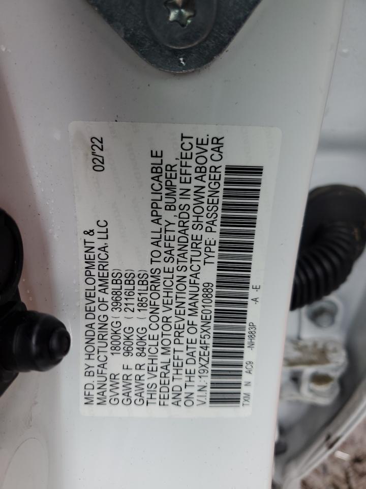 2022 HONDA INSIGHT EX VIN:19XZE4F5XNE010889