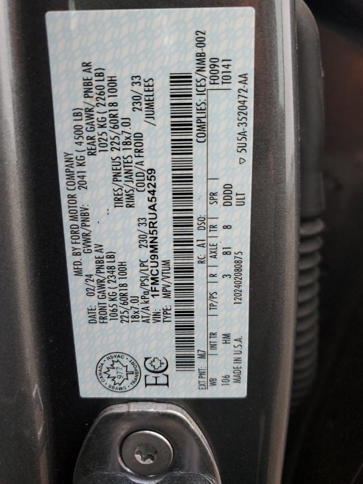 2024 FORD ESCAPE ST LINE VIN:1FMCU9MN5RUA54259
