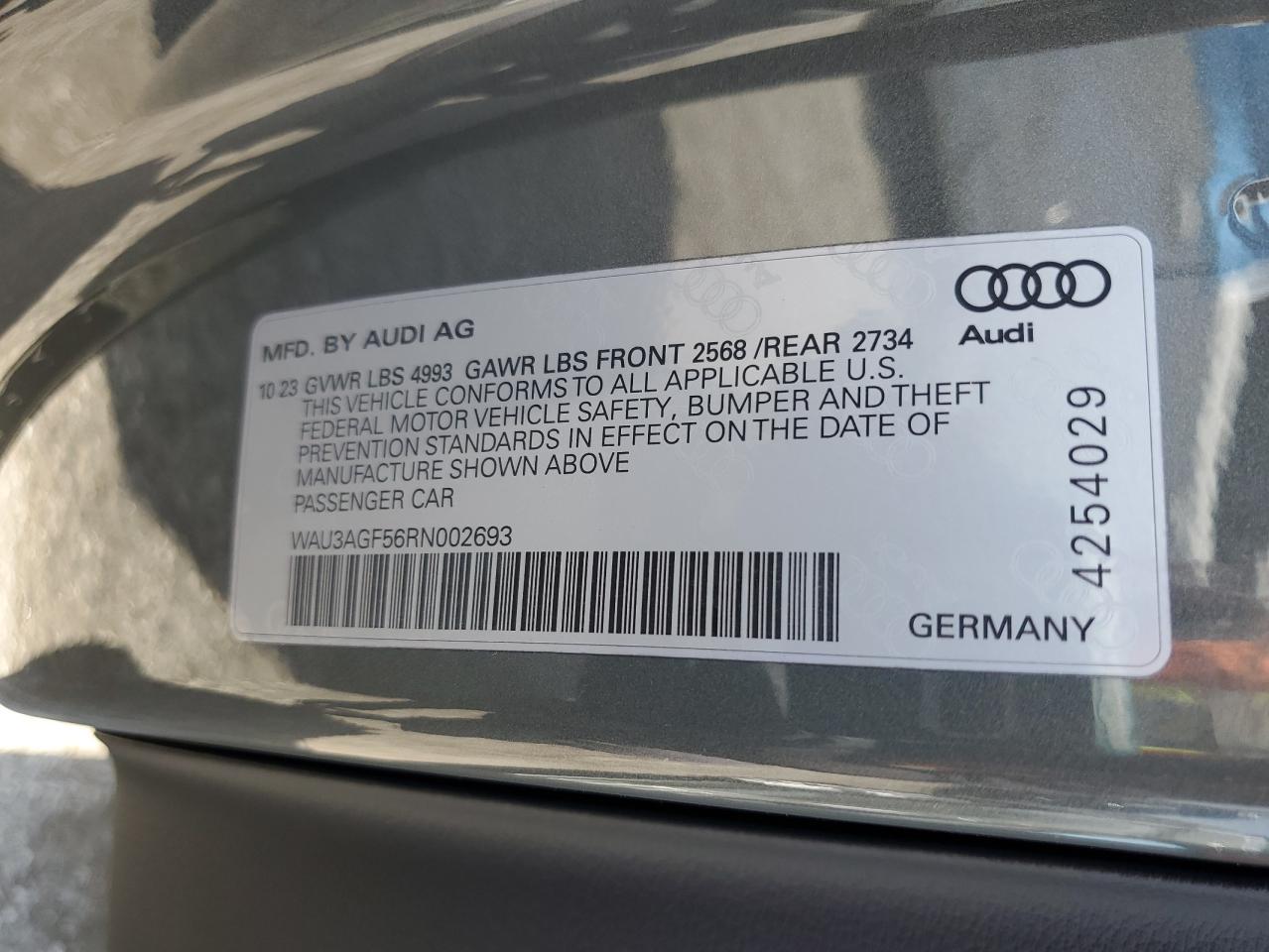 2024 AUDI A5 PREMIUM 45 VIN:WAU3AGF56RN002693