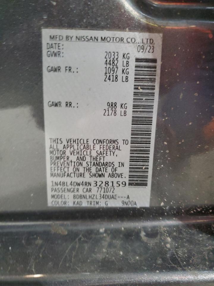 2024 NISSAN ALTIMA SV VIN:1N4BL4DW4RN328159