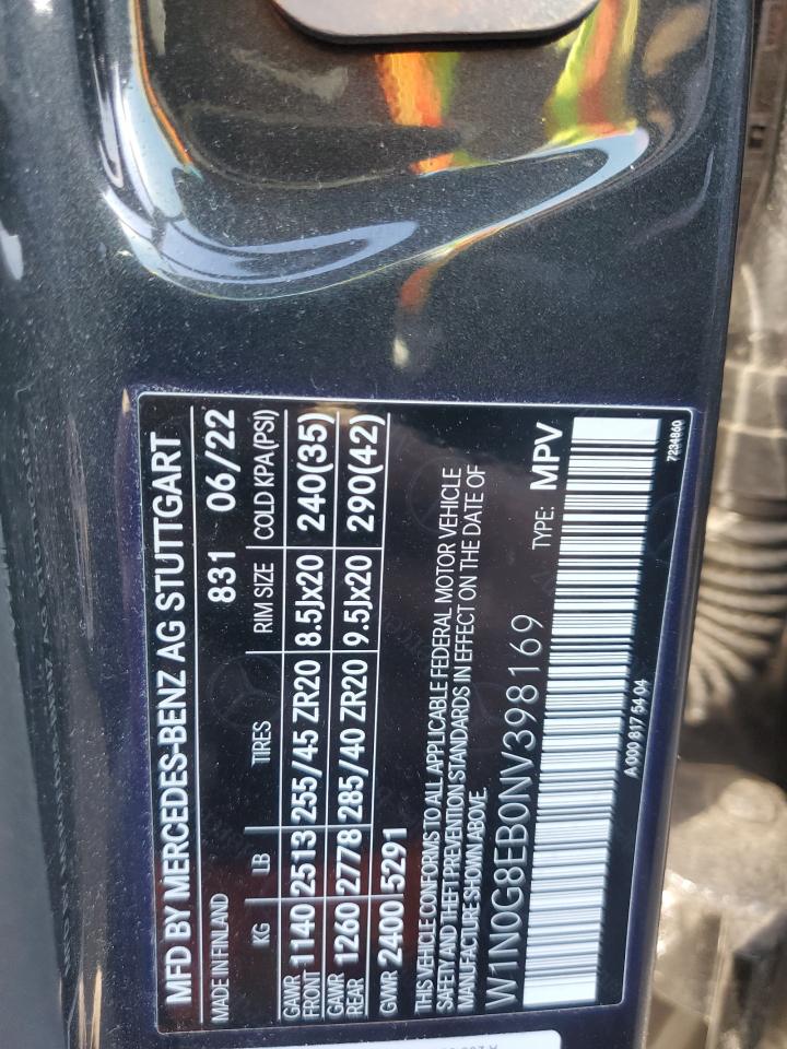 2022 MERCEDES-BENZ GLC 300 4MATIC VIN:W1N0G8EB0NV398169