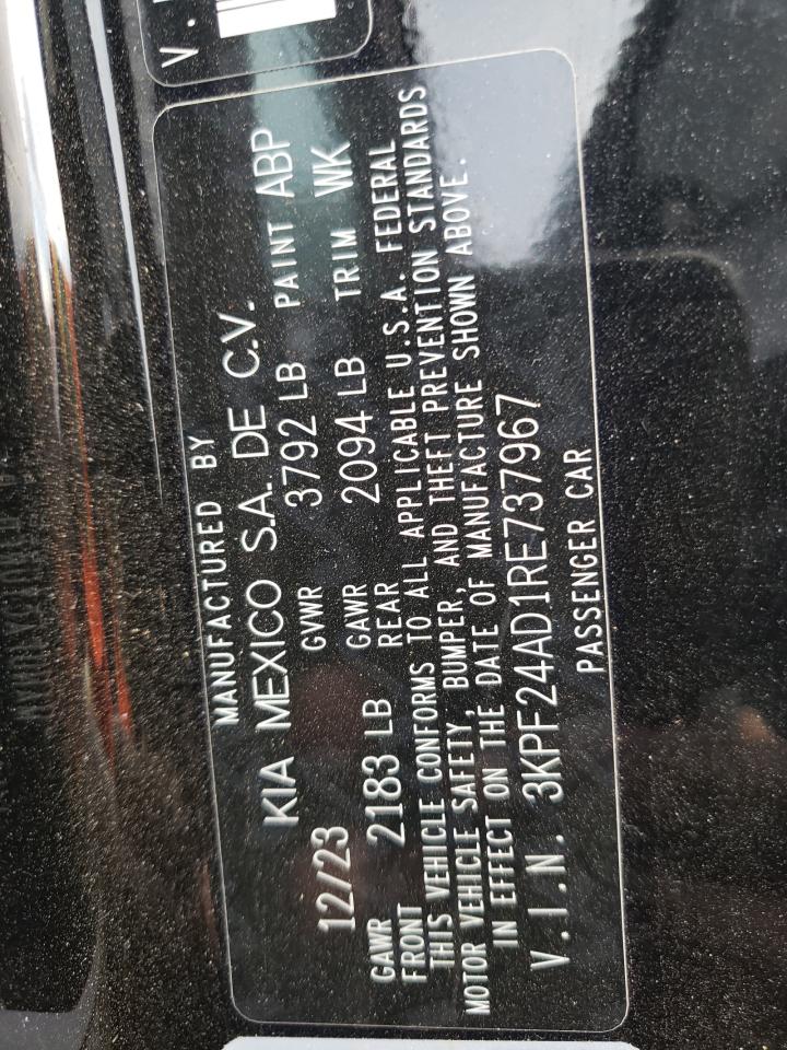 2024 KIA FORTE LX VIN:3KPF24AD1RE737967