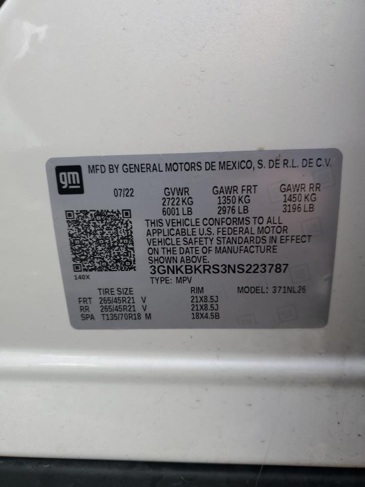 2022 CHEVROLET BLAZER RS VIN:3GNKBKRS3NS223787