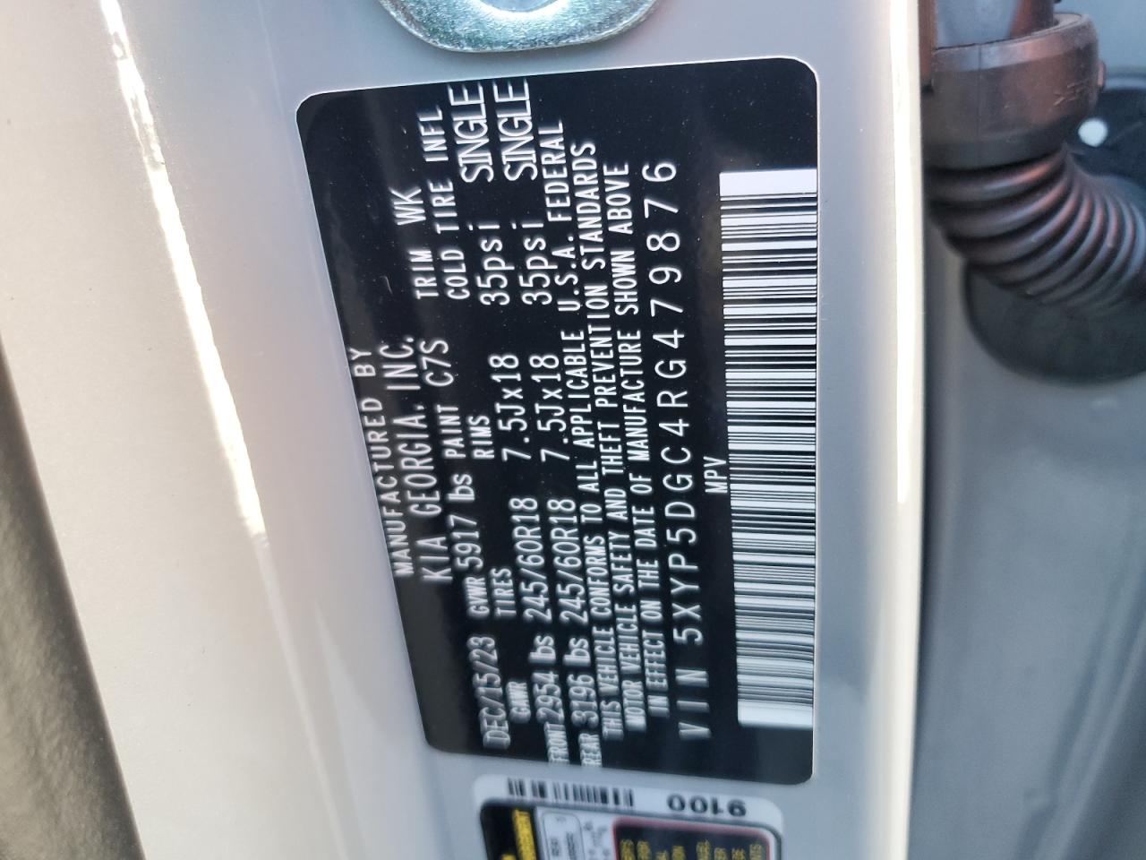 2024 KIA TELLURIDE SX VIN:5XYP5DGC4RG479876