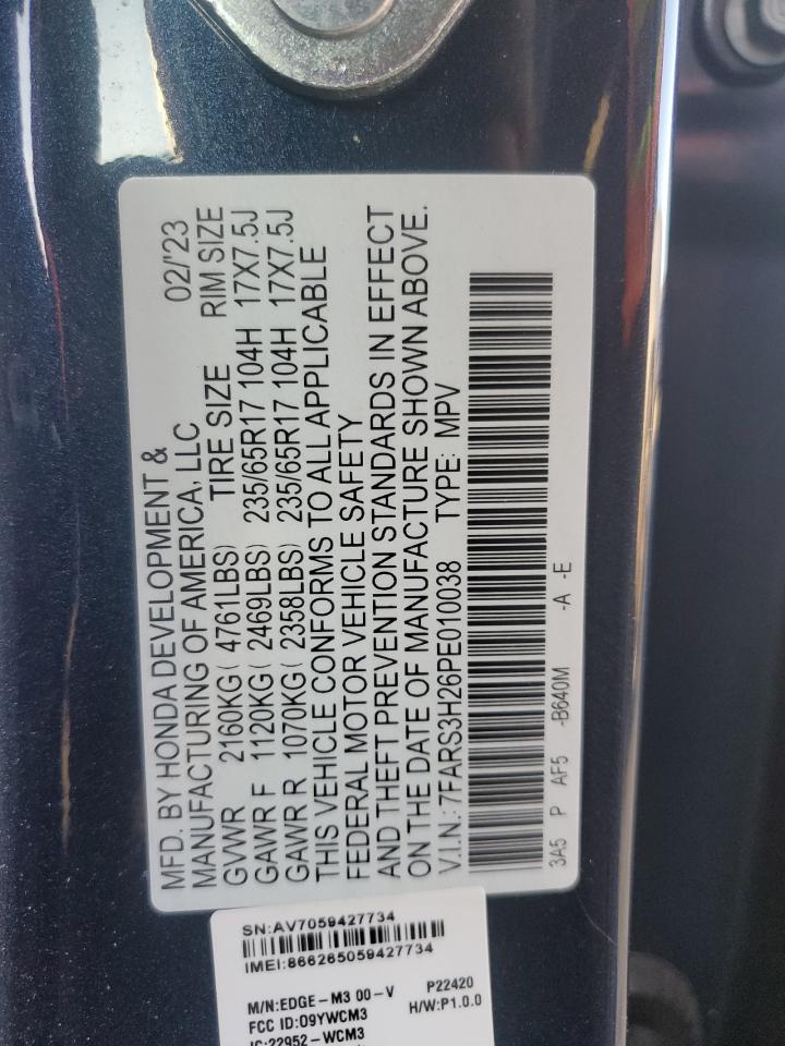 2023 HONDA CR-V LX VIN:7FARS3H26PE010038