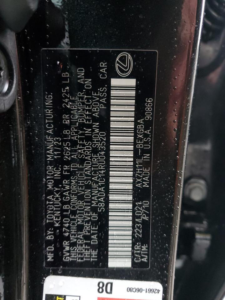 2024 LEXUS ES 300H BASE VIN:58ADA1C14RU043520