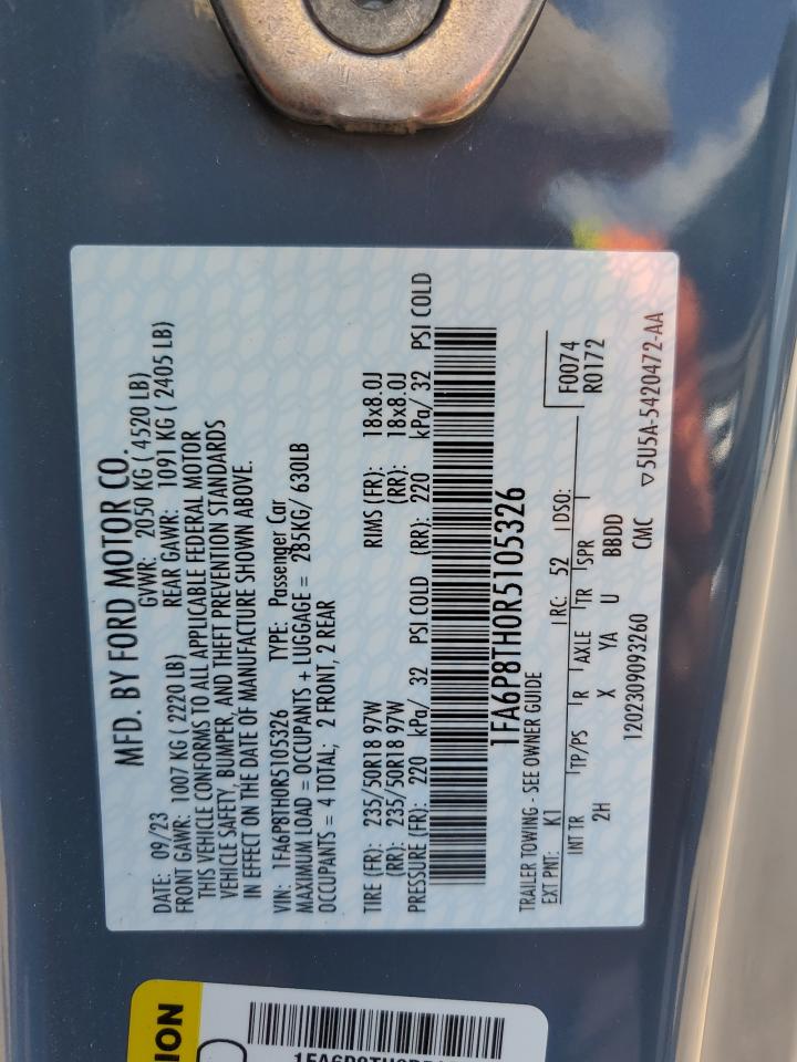 2024 FORD MUSTANG VIN:1FA6P8TH0R5105326
