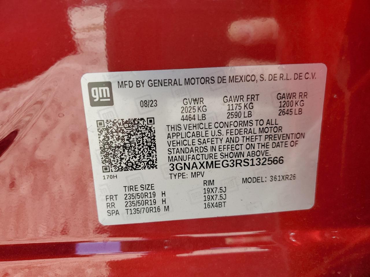 2024 CHEVROLET EQUINOX RS VIN:3GNAXMEG3RS132566