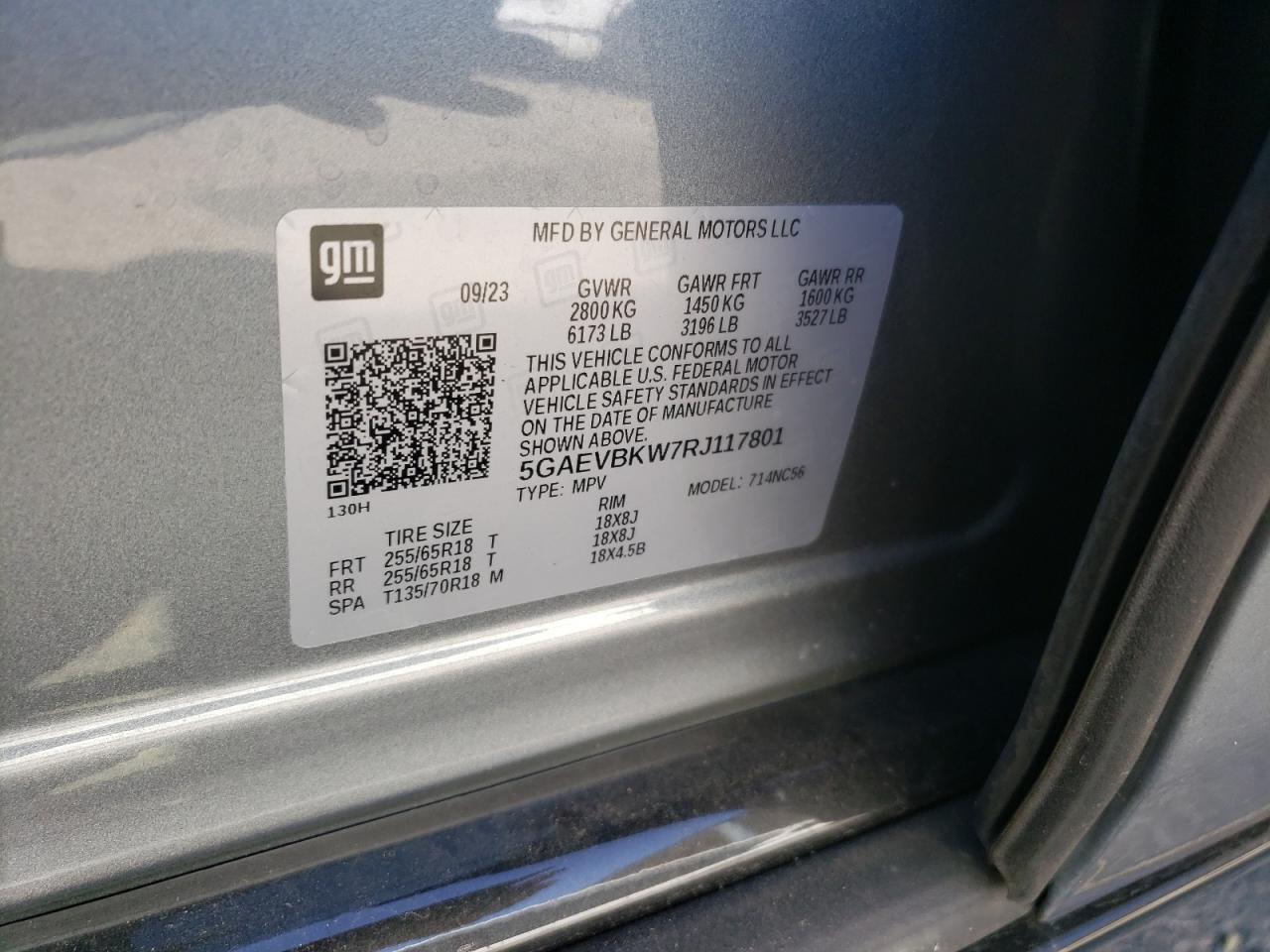 2024 BUICK ENCLAVE PREMIUM VIN:5GAEVBKW7RJ117801