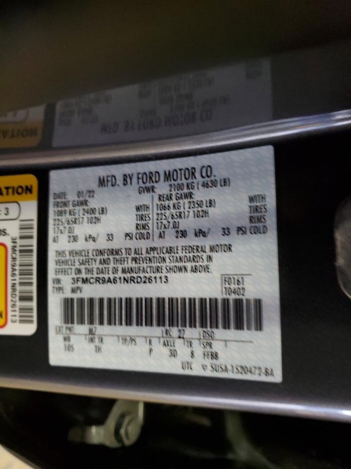 2022 FORD BRONCO SPORT VIN:3FMCR9A61NRD26113