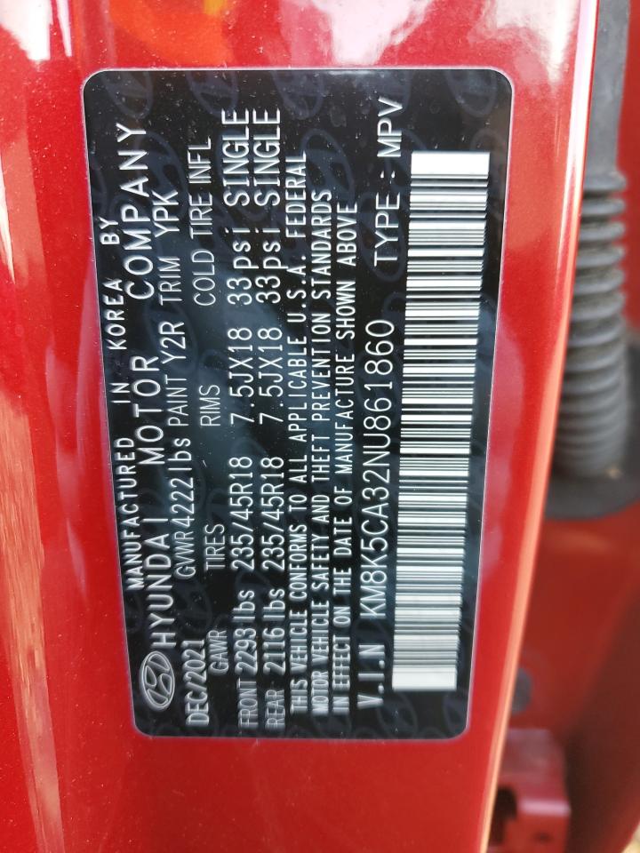 2022 HYUNDAI KONA LIMITED VIN:KM8K5CA32NU861860