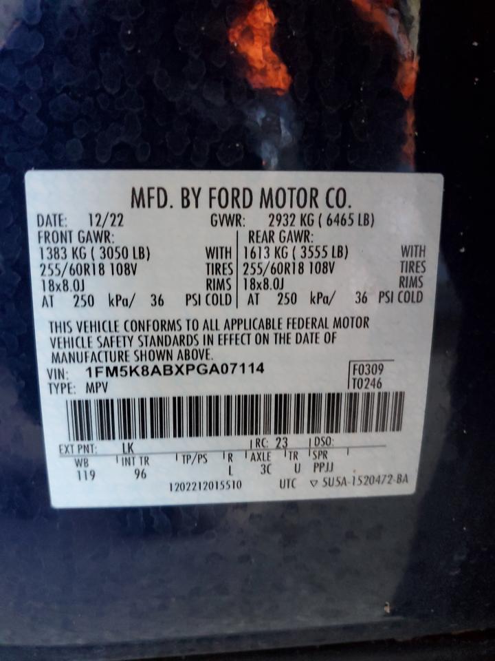 2023 FORD EXPLORER POLICE INTERCEPTOR VIN:1FM5K8ABXPGA07114