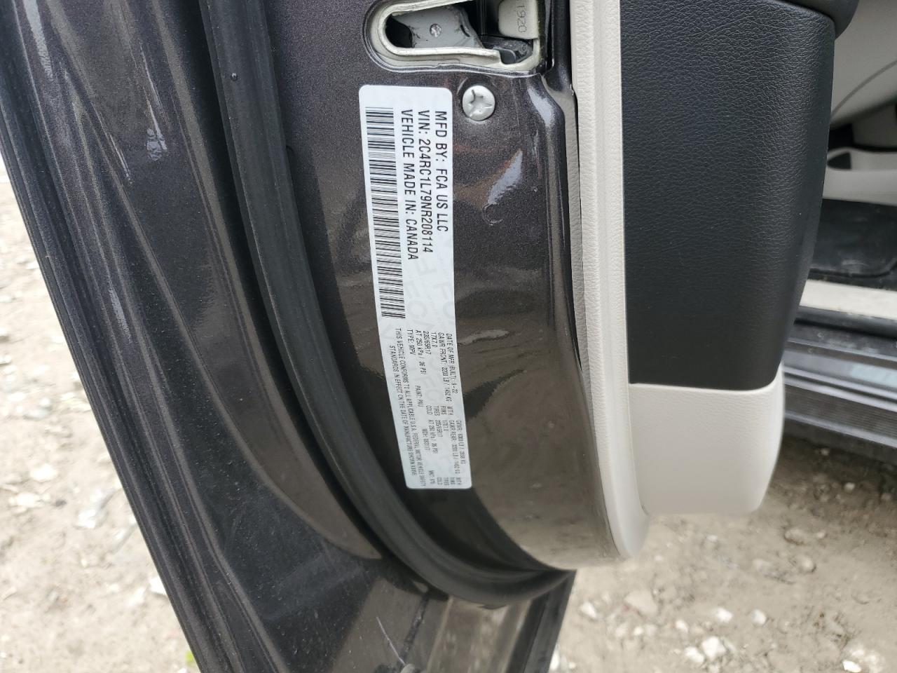 2022 CHRYSLER PACIFICA HYBRID TOURING L VIN:2C4RC1L79NR208114