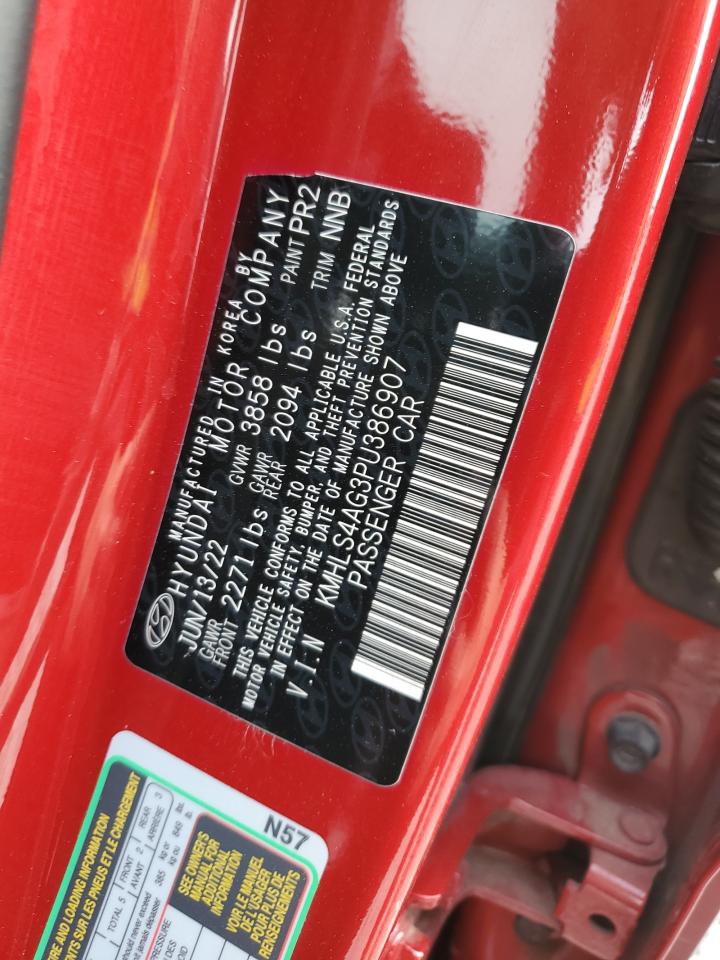 2023 HYUNDAI ELANTRA SEL VIN:KMHLS4AG3PU386907