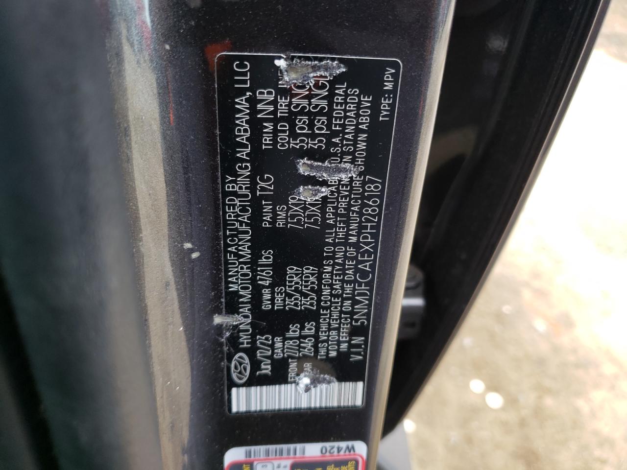 2023 HYUNDAI TUCSON SEL VIN:5NMJFCAEXPH286187