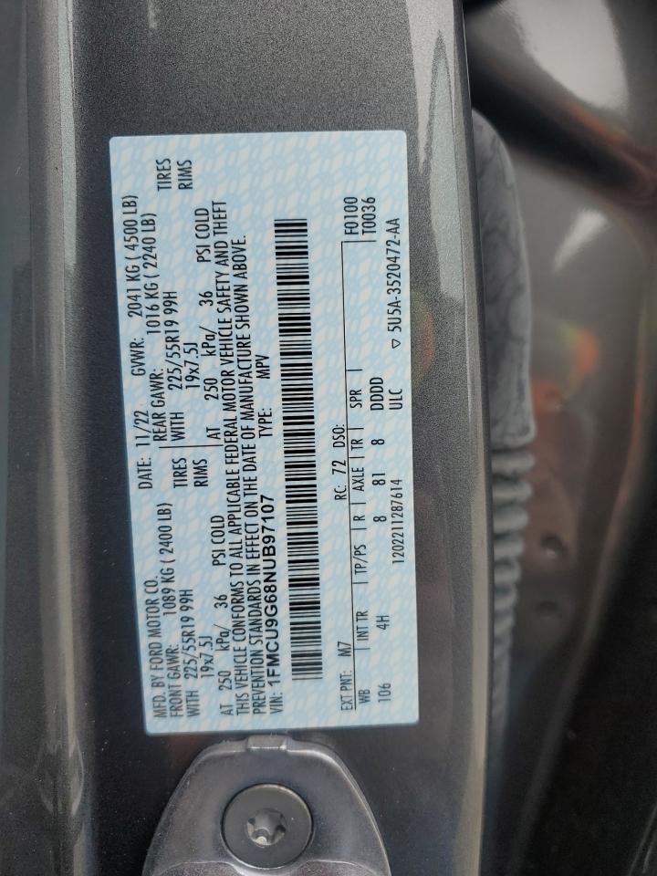 2022 FORD ESCAPE SE VIN:1FMCU9G68NUB97107