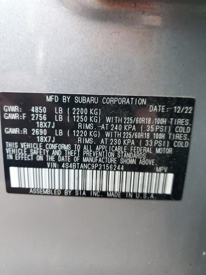 2023 SUBARU OUTBACK LIMITED VIN:4S4BTANC9P3156244