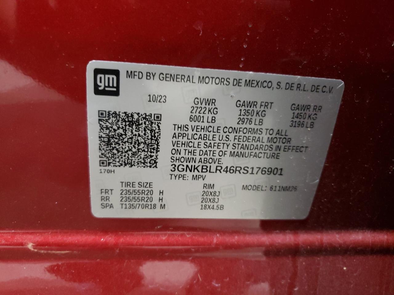 2024 CHEVROLET BLAZER PREMIER VIN:3GNKBLR46RS176901