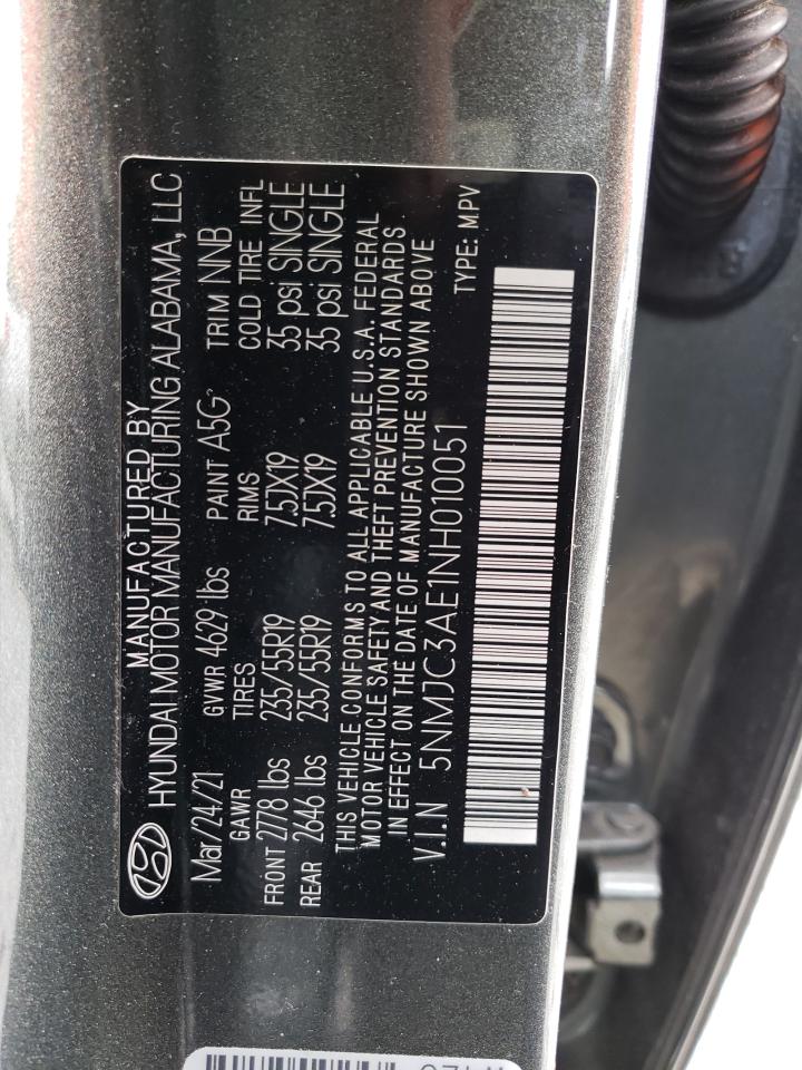 2022 HYUNDAI TUCSON SEL VIN:5NMJC3AE1NH010051