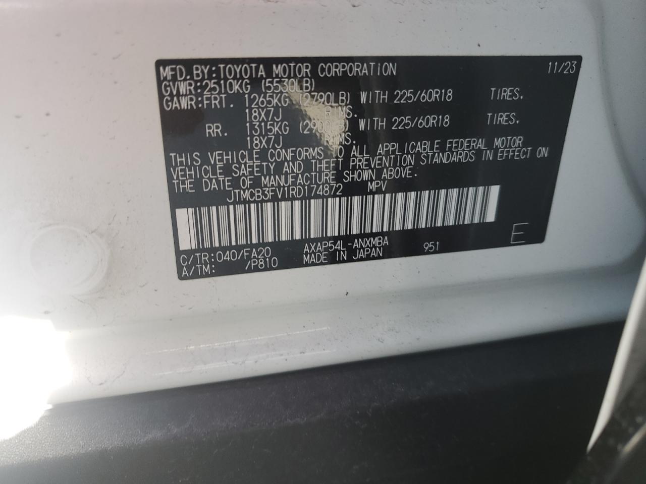 2024 TOYOTA RAV4 PRIME SE VIN:JTMCB3FV1RD174872