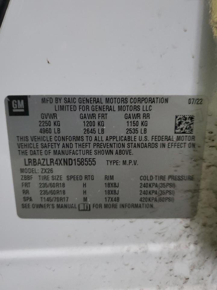 2022 BUICK ENVISION PREFERRED VIN:LRBAZLR4XND158555