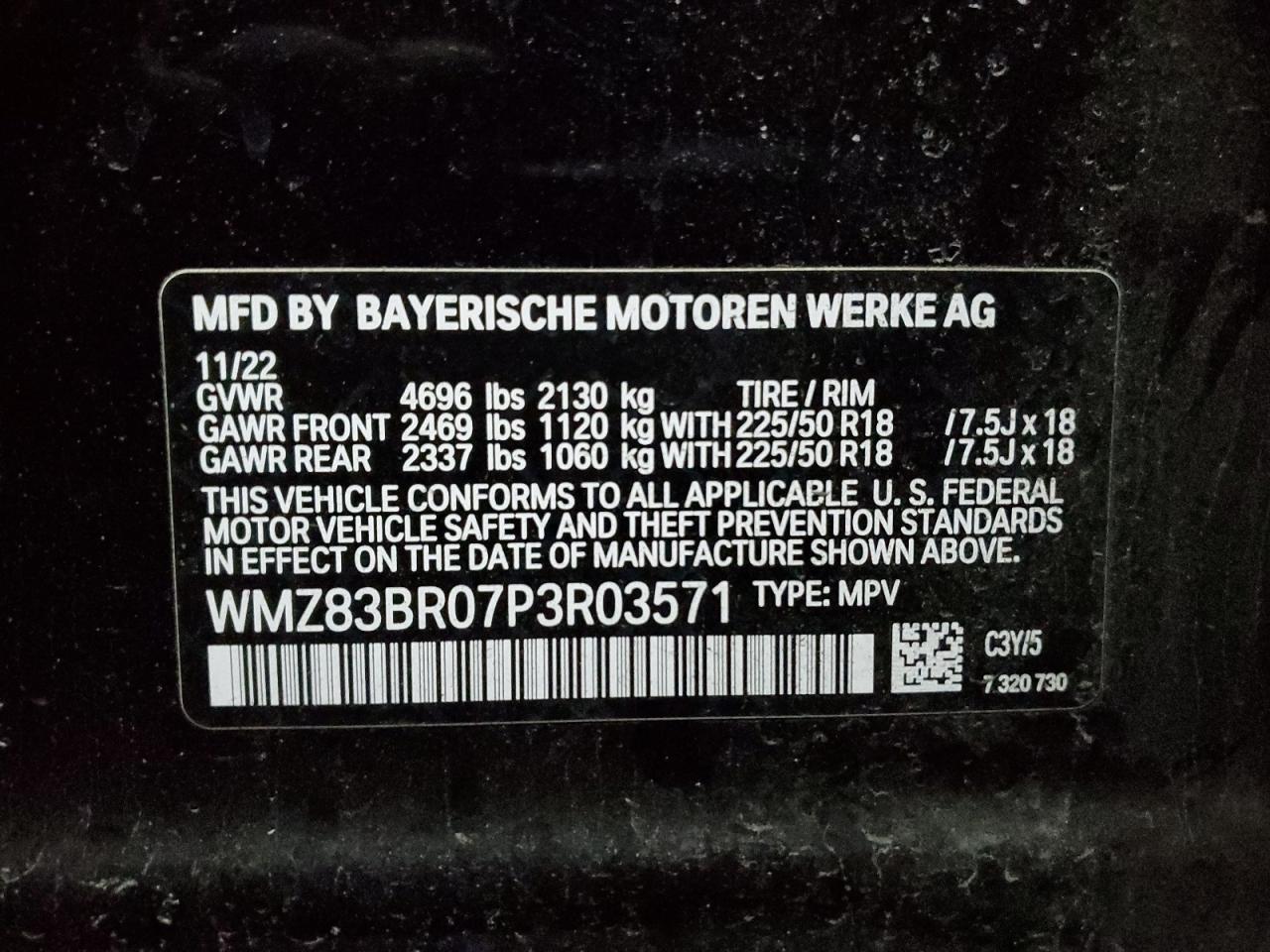 2023 MINI COOPER S COUNTRYMAN ALL4 VIN:WMZ83BR07P3R03571