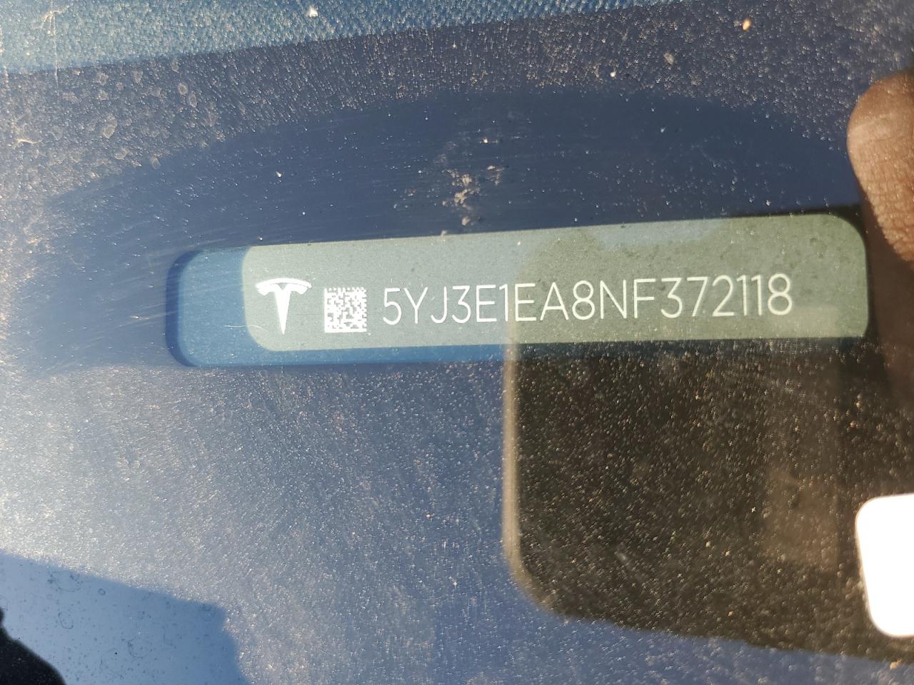 2022 TESLA MODEL 3 VIN:5YJ3E1EA8NF372118