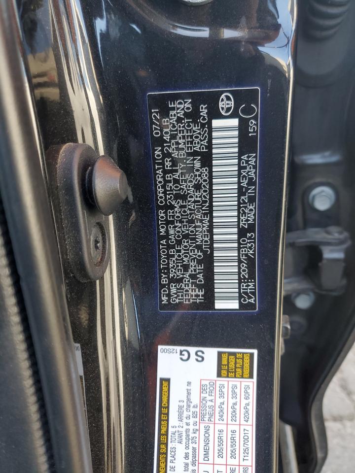 2022 TOYOTA COROLLA LE VIN:JTDEPMAE1NJ202088