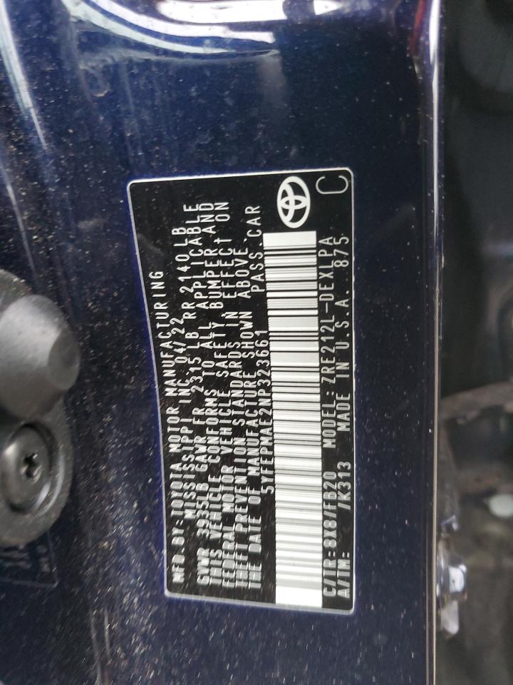 2022 TOYOTA COROLLA LE VIN:5YFEPMAE2NP323661