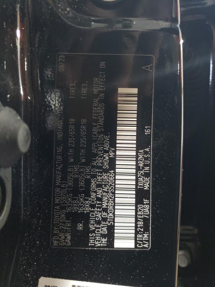 2023 TOYOTA HIGHLANDER L VIN:5TDKDRBH2PS520664