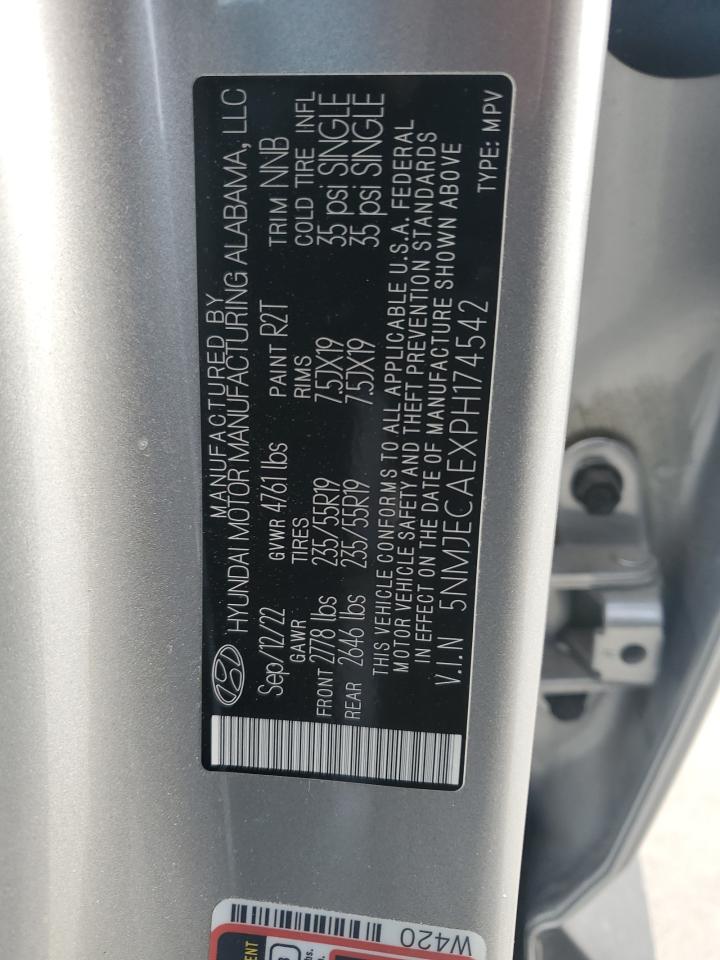 2023 HYUNDAI TUCSON LIMITED VIN:5NMJECAEXPH174542