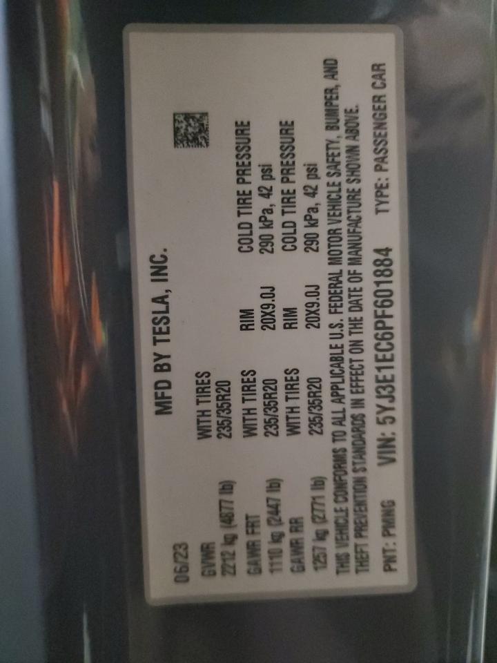 2023 TESLA MODEL 3 VIN:5YJ3E1EC6PF601884