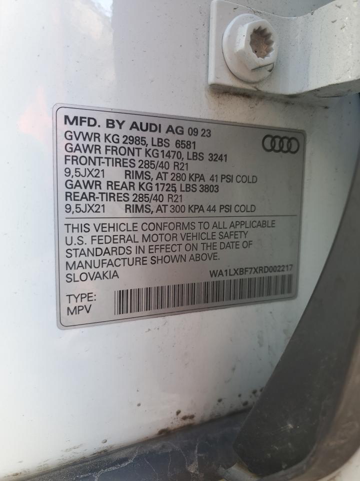 2024 AUDI Q7 PREMIUM PLUS VIN:WA1LXBF7XRD002217