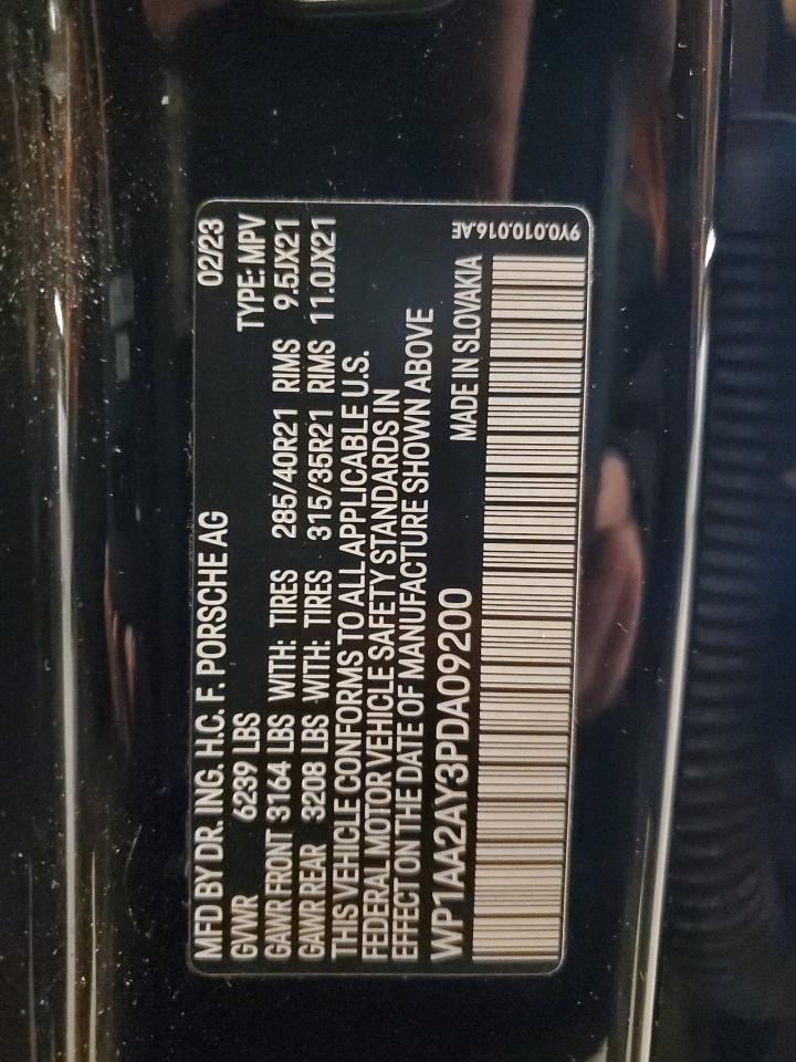 2023 PORSCHE CAYENNE BASE VIN:WP1AA2AY3PDA09200