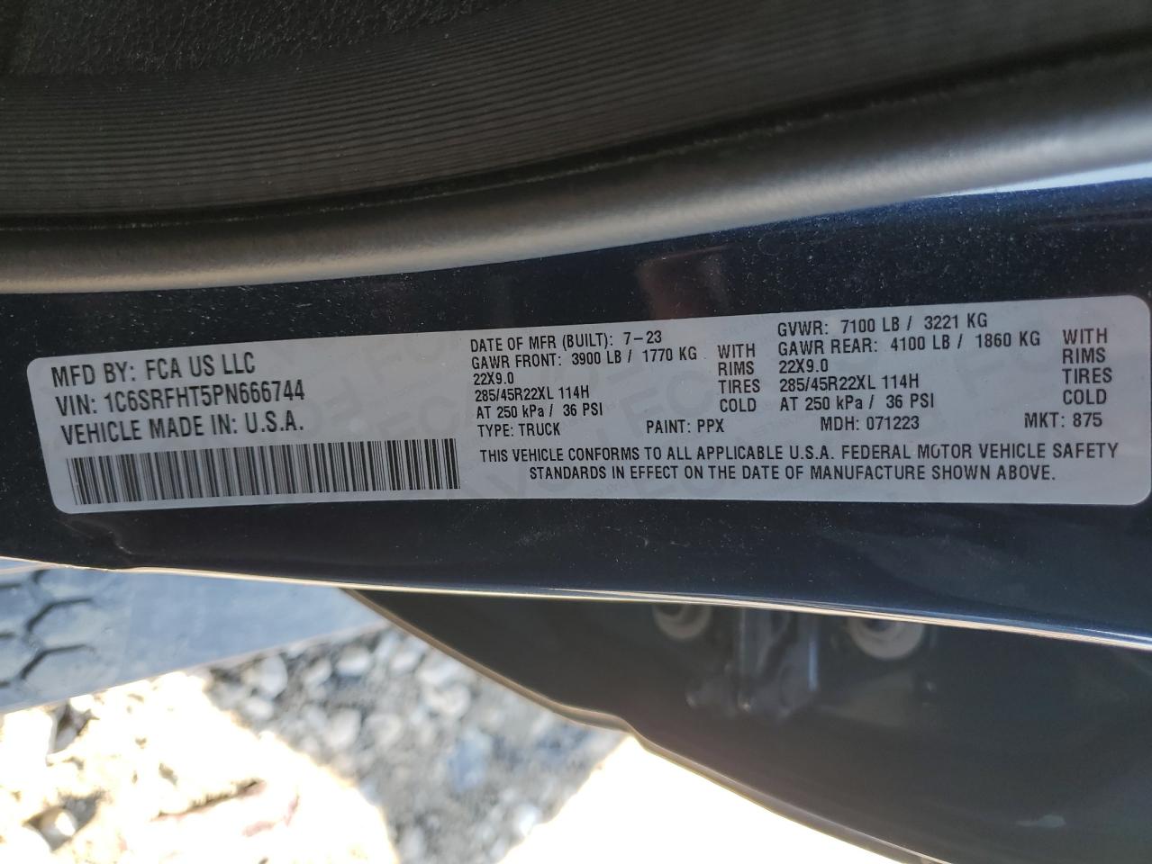 2023 RAM 1500 LIMITED VIN:1C6SRFHT5PN666744