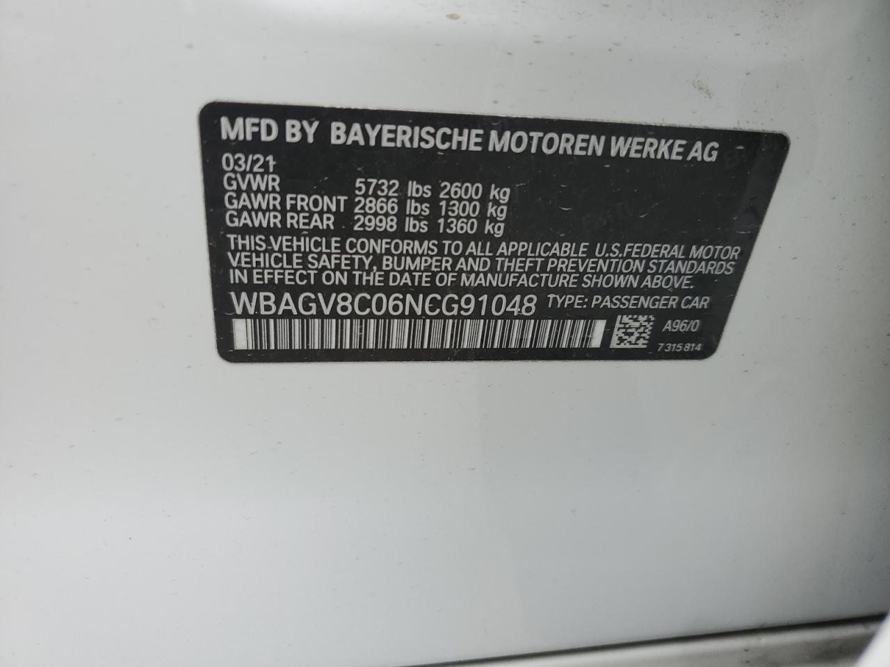 2022 BMW M850XI VIN:WP0AA2A8XNS255297