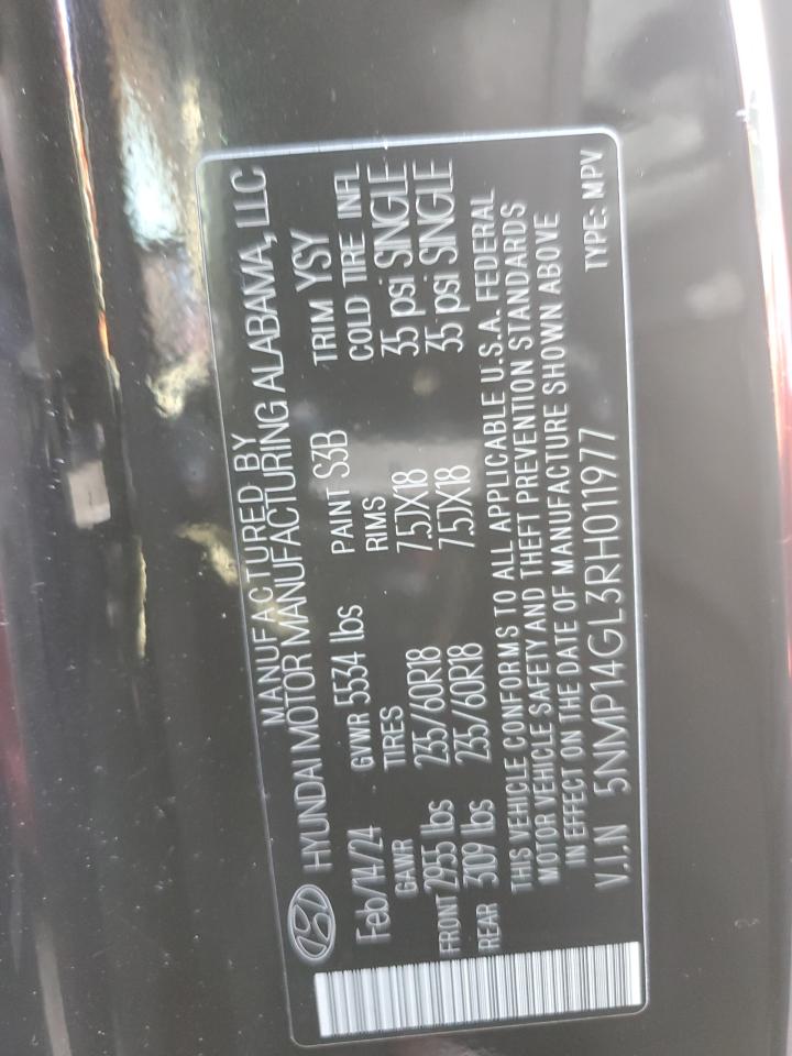 2024 HYUNDAI SANTA FE SE VIN:5NMP14GL3RH011977